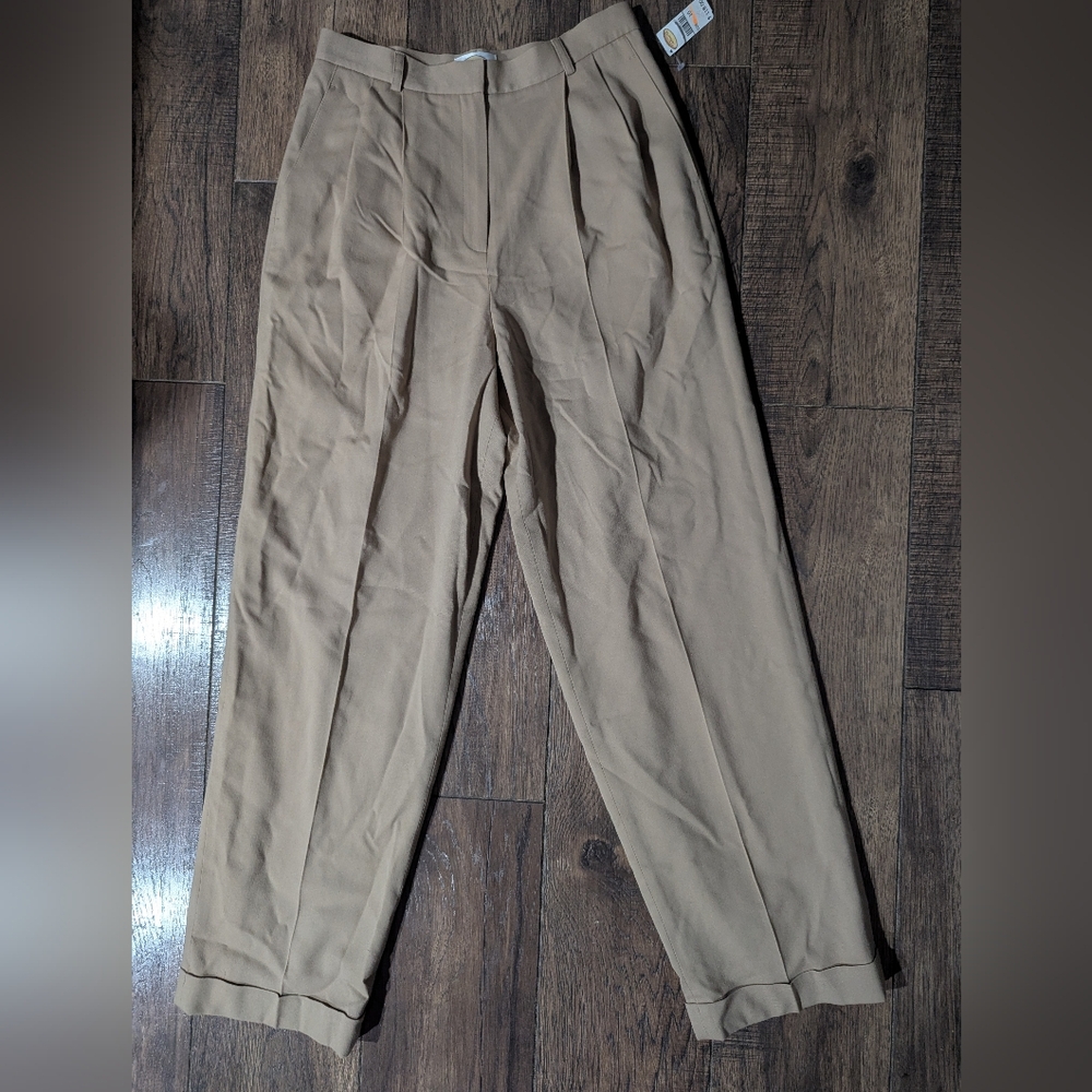 Talbots Signature Women's Classic Tan Wool Blend Trousers Size 10 Stretch NWT